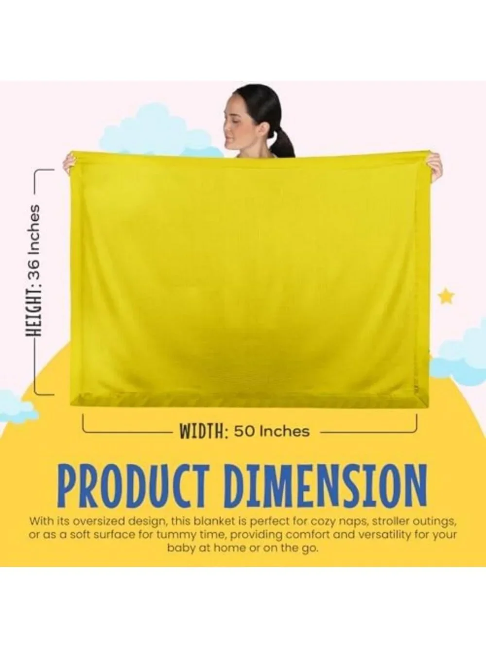 Cozy Yellow Thermal Waffle Knit Baby Blanket with Satin Trim, 36
